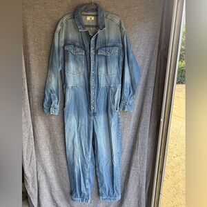 We The Free Blue Denim Jumpsuit